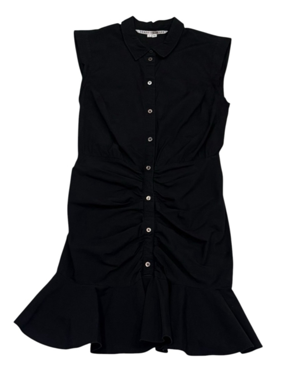 Veronica Beard Ruched Shirt Mini Dress with Ruffle Hem - Picture 3 of 8